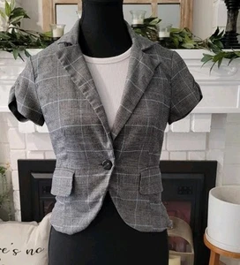 Y2k Office Siren Rampage Plaid One Button closure Blazer Size small - Picture 1 of 6
