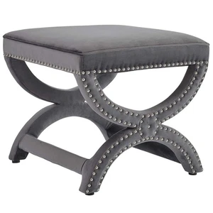 Modway Expound Performance Velvet Upholstered Nailhead Trim Accent Ottoman - Picture 1 of 3