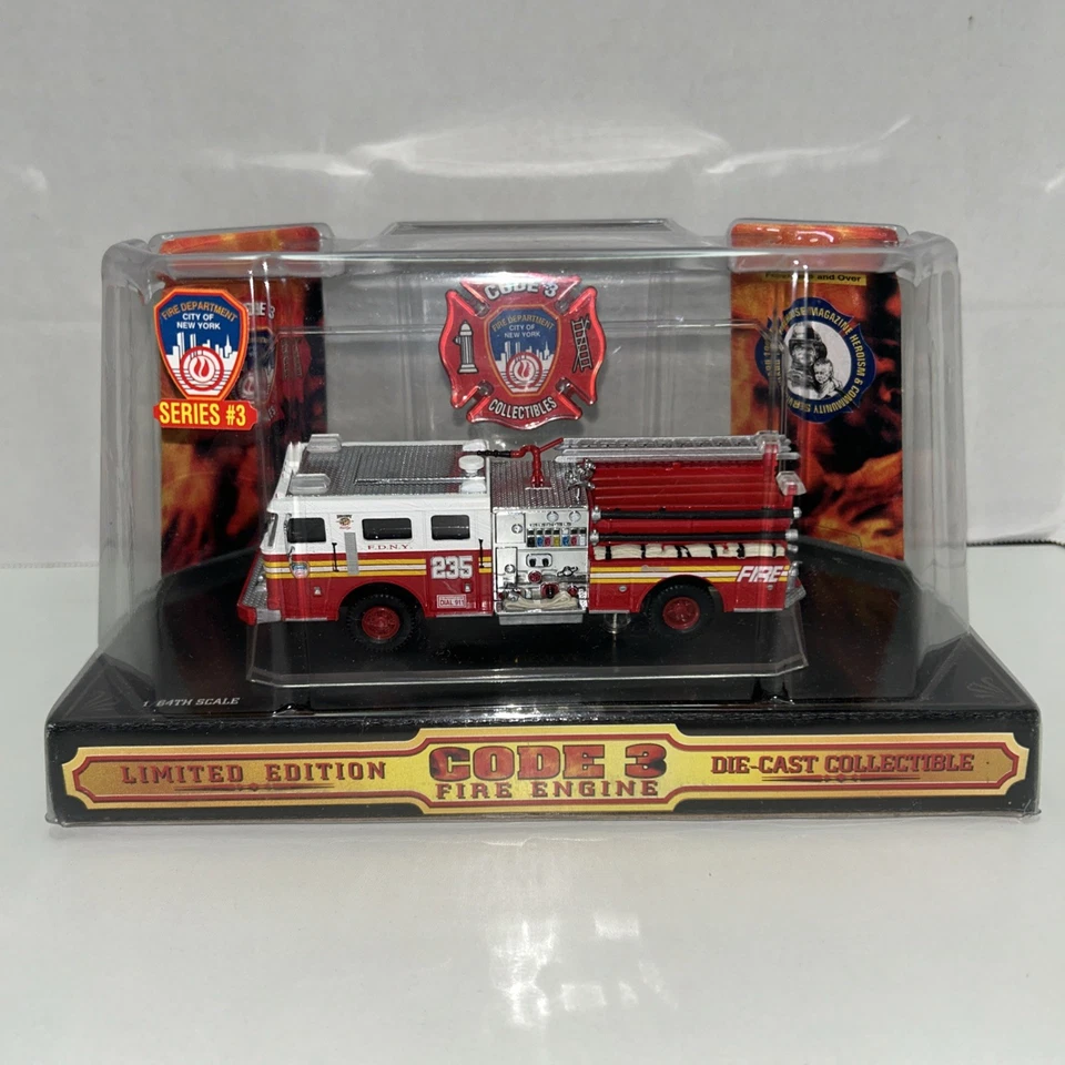 CODE 3 FDNY SEAGRAVE #235 FIRE ENGINE 1:64 DIE CAST MODEL 1998 NEW BOXED - Image 1 of 4