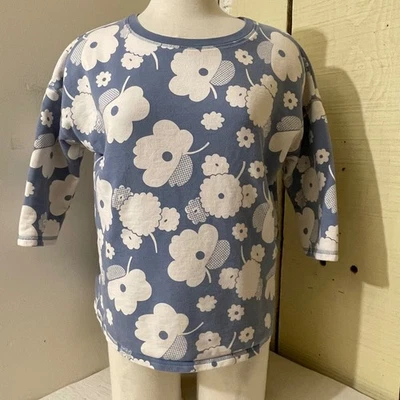 Sudadera Boden Mujer Talla 10 Azul Floral Top Algodón Manga Larga Foto 1 de 4
