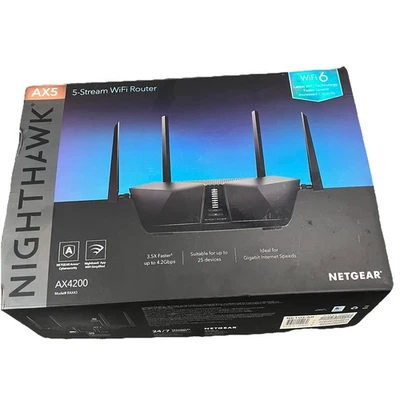 NETGEAR Nighthawk AX5 AX4200 Wi-Fi Router 4.2Gbps Model RAX43 Black  (HPB020799) - Image 1 of 4
