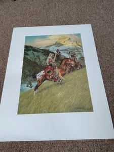 Frank McCarthy Blackfoot Raiders Lithographie GWS 1983 KLEINDRUCK Kunstwerk INDIANER - Bild 1 von 6