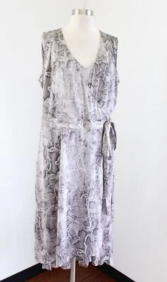 Vestido de corbata envolvente Hi Lo estampado piel de serpiente mercado negro de la Casa Blanca talla 14 sin mangas Foto 1 de 4