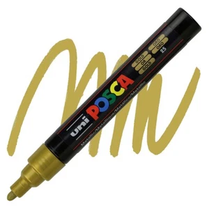 Posca Marker, Paint Marker, Goldfarbe, 5 m mittlere Spitze, Decktinte, Acrylstift - Bild 1 von 4
