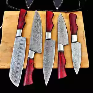 CUCHILLO DE CHEF DE ACERO DAMASCO FORJADO A MANO Juego Cuchillos de Cocina Mejores Regalos de EE. UU. - Imagen 1 de 7