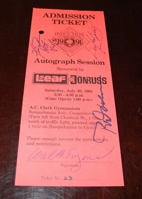 1991 Baseball Hall of Fame Game Admission Pass Ticket Carew Jenkins Perry Auto - Image 1 of 2