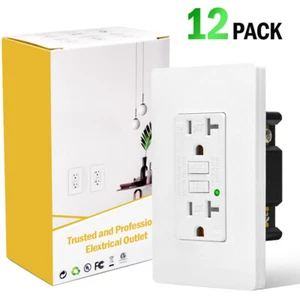 20 Amp GFCI Outlet GFI Receptacle LED Indicator TR WR for Kitchen Bathroom 12Pcs - Picture 1 of 12