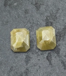 PAIR DIAMOND NATURAL EMERALD BRILLIANT CUT DIAMOND 2.18TCW 8 MM GRAYISH YELLOW - Picture 1 of 13