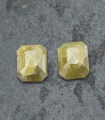 PAIR DIAMOND NATURAL EMERALD BRILLIANT CUT DIAMOND 2.18TCW 8 MM GRAYISH YELLOW - Image 1 of 4