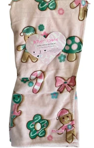 Betsey Johnson Pink Gingerbread Cookie Throw Blanket 50" x 60"  NEW - Picture 1 of 4