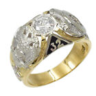 Masonic 0.60Ct Diamond Ring In 14K Yellow & White Gold, Double Head Eagle, Sz 11