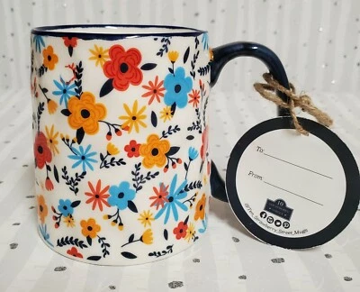 10 canecas de cerâmica Strawberry Street para café, chá, BELLA AZUL MULTIFLORAL 14 oz  - Imagem 1 de 4