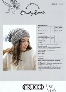 Crucci Knitting Pattern 1838, Weekend Knits Slouchy Beanie - Imagen 1 de 1