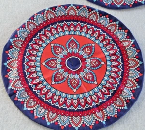 Mandala Pillow Covers Round Set of 2 Cases Bohemian Cushion Medallion Blue Red - Picture 1 of 6