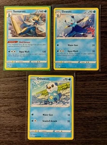3x Samurott 035/185, 4x Dewott 034/185, 4x Oshawott 033/185 Vivid Voltage casi nuevo - Imagen 1 de 5