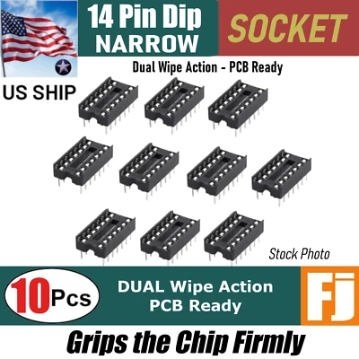 Adaptador de zócalo IC 10 piezas 14 pines tipo soldadura montaje PCB | doble limpieza | envío a EE. UU. Foto 1 de 4