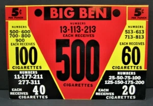 Tarjeta de señalización de premio de colección Big Ben de 5 quilates con tablero de perforación de cigarrillos - Imagen 1 de 1