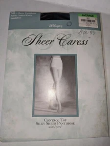 Vintage Sheer Caress Control Top Pantyhose Sz Average Navy Sandalfoot - Picture 1 of 9