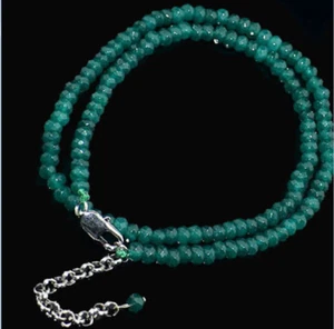 Natural 2x4mm Faceted Green Agate Rondelle Gemstone Beads Necklace 17/20/24" - Picture 1 of 7