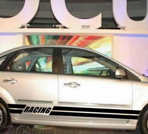 Calcomanía de coche doble raya de carreras 82"" para Focus vinilo panel de puerta inferior pegatina ZC701 - Imagen 1 de 5