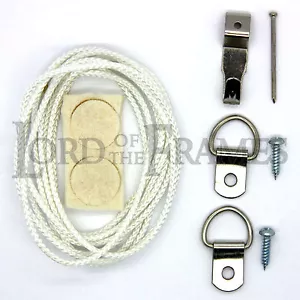 KIT COLGANTE MARCO DE FOTOS MEDIANO Cable - Anillos en D individuales - Gancho - Clavo - Almohadillas de fieltro - Imagen 1 de 1