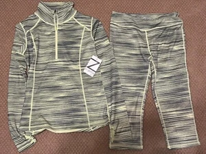 Z by Zella Workout Striped Yellow Jacket and Capri Leggings Set - Girls XL 14/16 - Picture 1 of 9