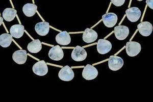 Blue Fire Rainbow Moonstone Beads 10 mm Faceted Heart Shape Briolettes 10 pcs - Picture 1 of 7