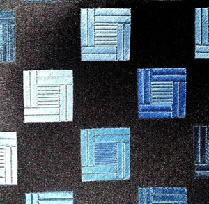 BCBG Attitude Men's Tie Hand Sewn Imported Silk Black Blue Geometric Squares - Picture 1 of 6