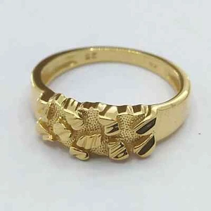 Mens Womens Nugget Ring Father's Day Gift 14K Yellow Gold Finish Sterling Silver - Picture 1 of 7