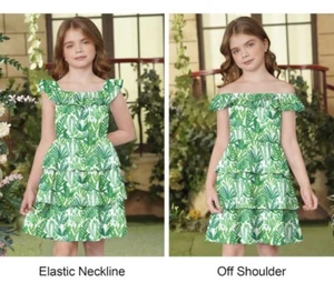 Girls (Size 150) (11-12 Years) Summer Sleeveless 3 Layered Ruffle Floral Dress - Picture 1 of 4
