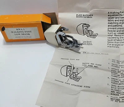 RWA 1 Walking Foot Low Shank Sewing Machines Plaid Stripe Pattern Matching NOS - Image 1 of 4