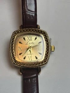 Giorgio Fedon Vintage IX Quarzuhr goldfarbenes Gehäuse goldfarbenes Zifferblatt braunes Leder  - Bild 1 von 12