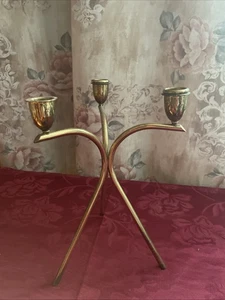 Kerzenleuchter dreiarmig, Messing 50er Jahre - Bild 1 von 4