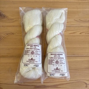 2 Hanks DMC Broder Medicis Wool Thread France - ECRU nature cream / off white - Picture 1 of 3