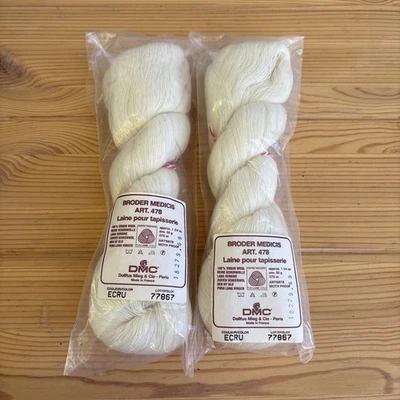 2 Hanks DMC Broder Medicis Wool Thread France - ECRU nature cream / off white - Image 1 of 3