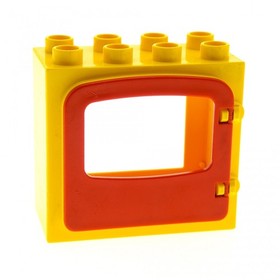 1x Lego Duplo Window Frame Small 2x4x3 Yellow Door 1x4x3 Red 4247 2332c03