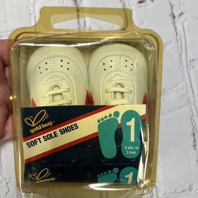 Zapatos de Suela Suave Vintage Dorado Bug Infantil Talla 1 Rojo/Blanco Estilo Atlético Foto 1 de 4