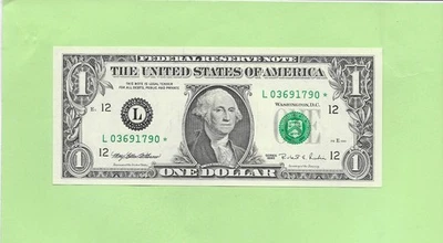 1995* ..UNCIRC $1  L 0369 1790 *  .... 1995 $1  L-*       STAR NOTE      FRN - Image 1 of 2