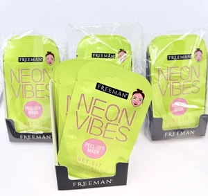 wholesale box of 24 Freeman Neon Vibes Get Lit Illuminating Face Mask 4 x 6 pack - Picture 1 of 3