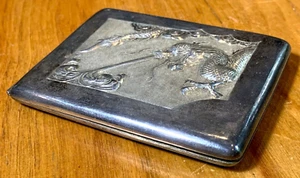 Antique Chinese Export Silver Cigarette Case- Late 19th Century, Embossed Dragon - Picture 1 of 7