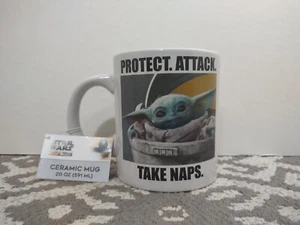 Tazza da caffè Star Wars Grogu 20 oz Proteggi. Attacco. Take Naps" nuovo con etichette - Foto 1 di 1