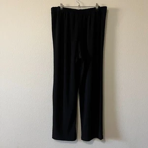 Alfred Dunner Womens Black Slinky Stretch Wide Leg Pull On Dress Pants SZ 14 - Picture 1 of 5