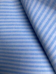 2 Mtrs Cotton Poplin ? Pale Blue White Pinstripe Craft Fabric 110 Cm (44”) Wide