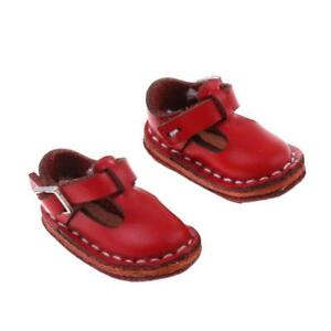 Piękne buty z paskiem na kostkę płaskie buty skórzane buty dla 12 cali lalki Blythe czerwone