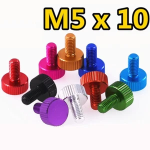 M5x10mm Aluminium gerändelte Daumenschrauben Flachkopf Handgriff Knopf Bolzen PC Etui - Bild 1 von 5