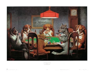 Póster de perro Friend in Need - CM Coolidge impresión artística perros jugando cartas de póker 25x19 - Imagen 1 de 1