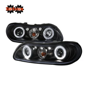 97-03 Chevy Malibu Olds Cutless Classic Black Projector Headlights Halo LED DRL - Picture 1 of 5