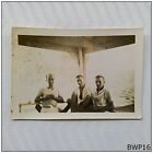 3 Men On A Boat Old B&W Photograph (Bwp16)