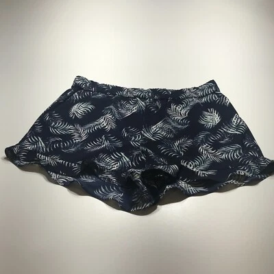 Maison Jules Shorts Womens Large Blue Leaf Print Tropical Boho Ruffled Hem - Image 1 of 4