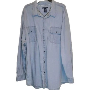 Camisa para hombre Basic Editions extra grande alta 3XLT manga larga azul algodón - Imagen 1 de 5